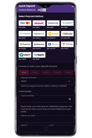 Vegas now casino first deposit Australia AUD