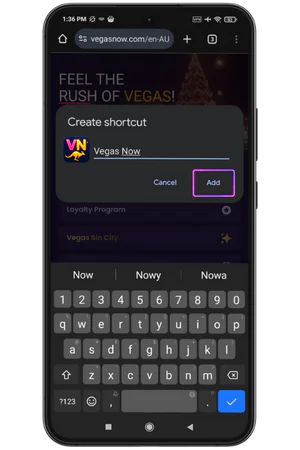 Vegas Now app Complete the installation