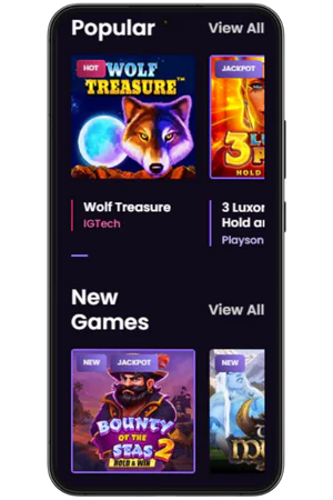 Vegas Now app Find the games section